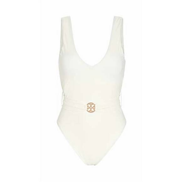 NEW TORY BURCH miller plunge one piece in off white - Picture 3 of 3